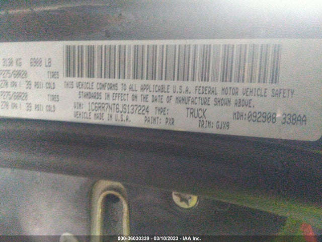 1C6RR7NT6JS137224 RAM 1500 Laramie