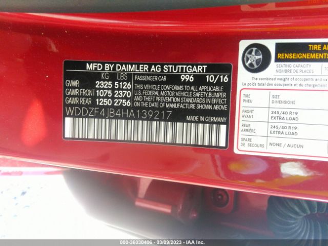 WDDZF4JB4HA139217 Mercedes-Benz E-class E 300