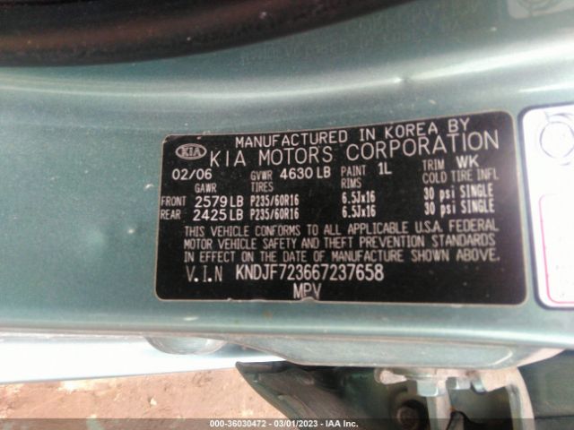 KNDJF723667237658 KIA Sportage Lx/ex