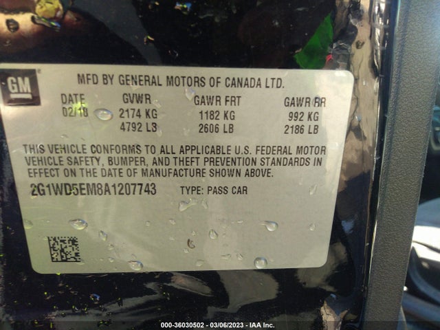 2010 CHEVROLET IMPALA POLICE POLICE VIN: 2G1WD5EM8A1207743