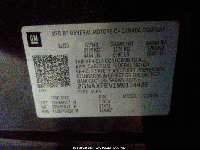 Chevrolet EQUINOX LS 2021 2GNAXFEV1M6134429 Image 9