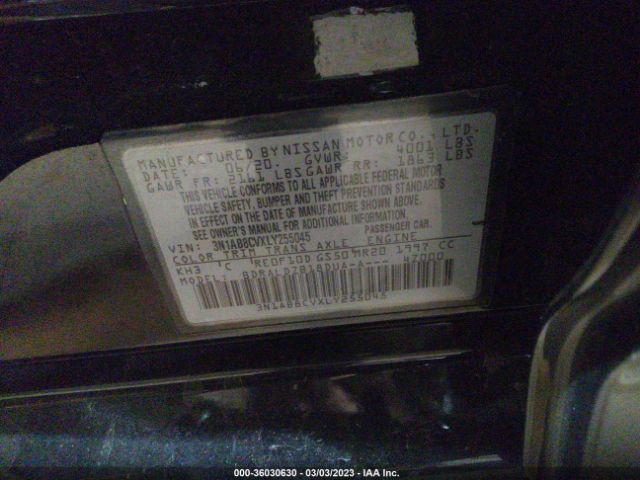 3N1AB8CVXLY255045 Nissan SENTRA SV