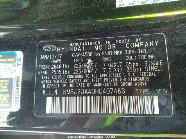 Hyundai TUCSON SE 2017 KM8J23A40HU407463 Image 10