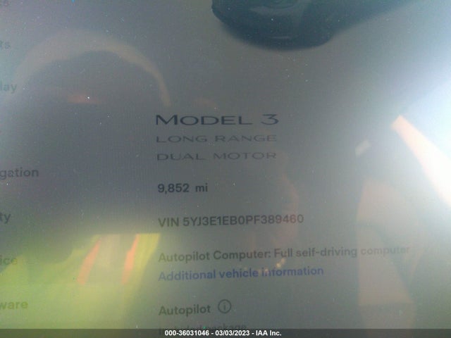 Tesla MODEL 3 2023 5YJ3E1EB0PF389460 Image 7