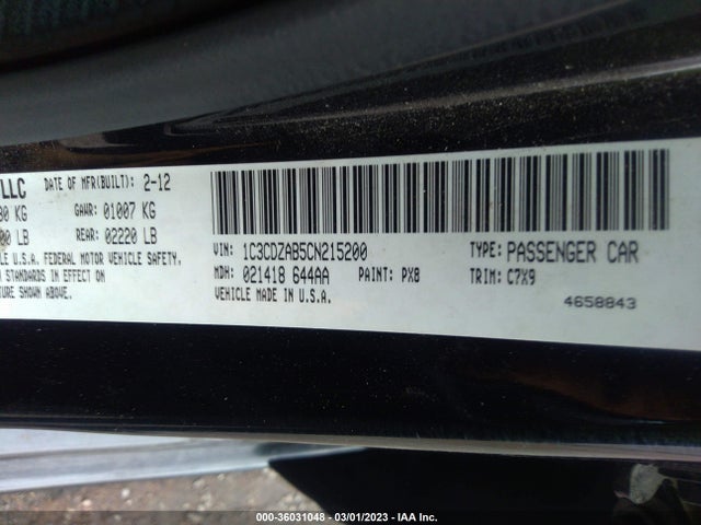 Dodge AVENGER SE 2012 1C3CDZAB5CN215200 Image 9