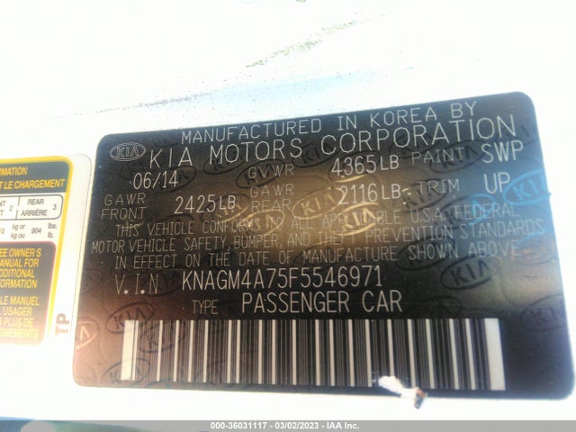 KIA Optima Lx 2015 KNAGM4A75F5546971 Image 10
