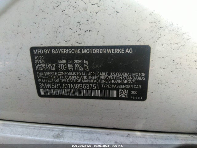 BMW 3 Series 330i 2021 аукцион фото