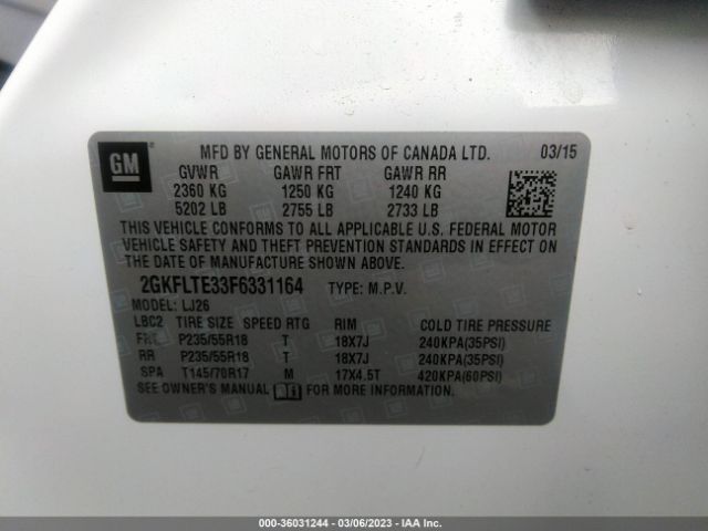 2GKFLTE33F6331164 GMC Terrain Slt