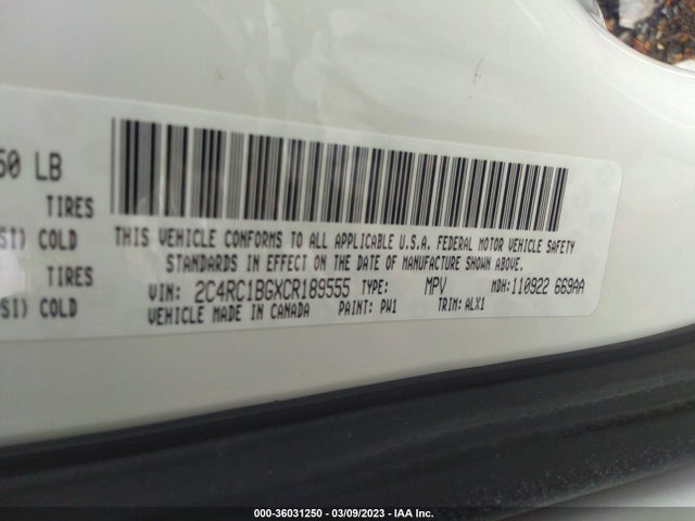 2C4RC1BGXCR189555 Chrysler Town & Country Touring