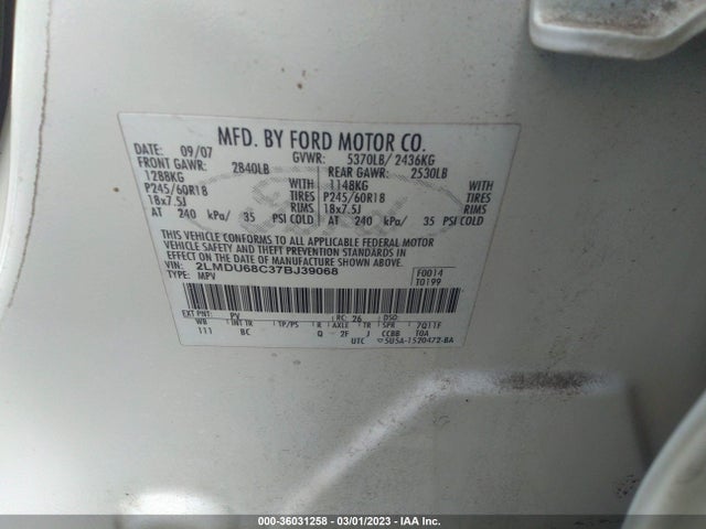 Lincoln MKX 2007 2LMDU68C37BJ39068 Image 10