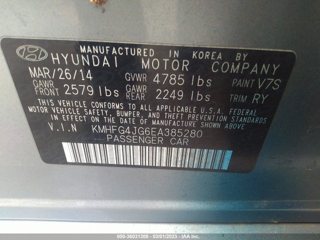 Hyundai AZERA 2014 KMHFG4JG6EA385280 Image 10