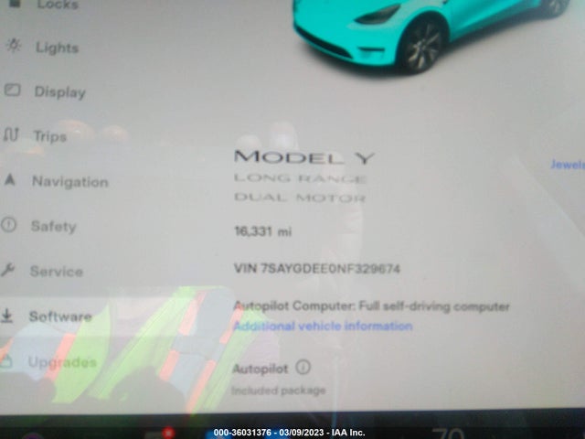 Tesla Model Y Long Range 2022 7SAYGDEE0NF329674 Image 7