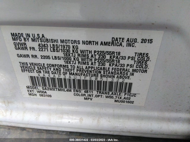 Mitsubishi Outlander Sport Es 2015 4A4AP3AU1FE051322 Image 10