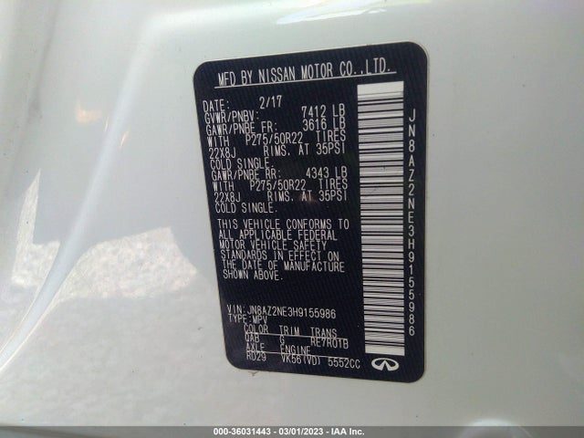 2017 Infiniti QX80, VIN: JN8AZ2NE3H9155986