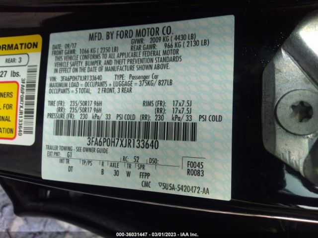 3FA6P0H7XJR133640 Ford FUSION SE