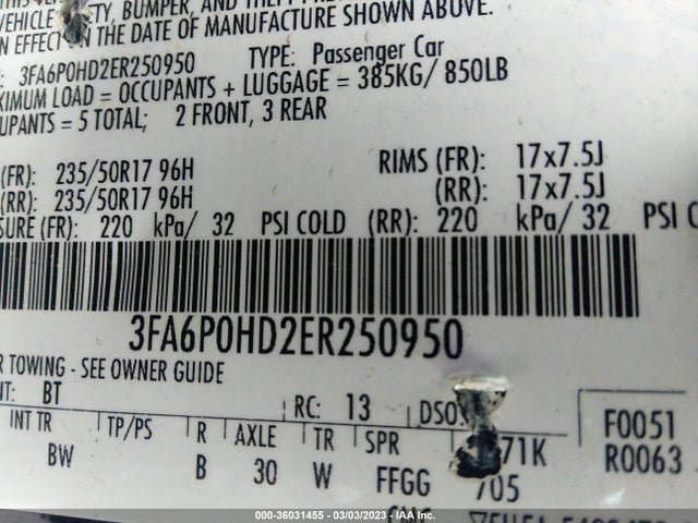 Ford FUSION SE 2014 3FA6P0HD2ER250950 Image 10