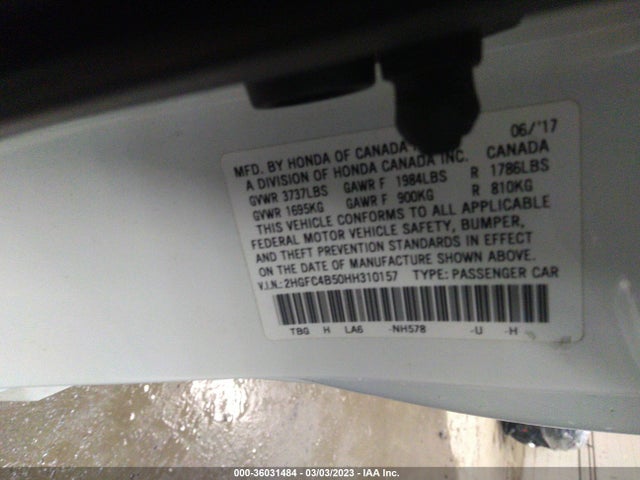 Honda Civic Coupe Lx 2017 2HGFC4B50HH310157 Image 9