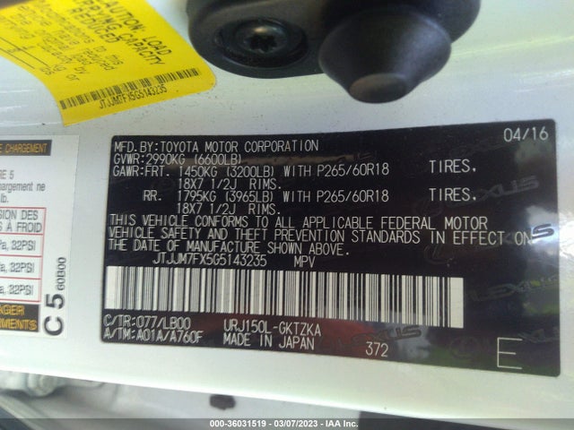 JTJJM7FX5G5143235 Lexus Gx 460 Luxury