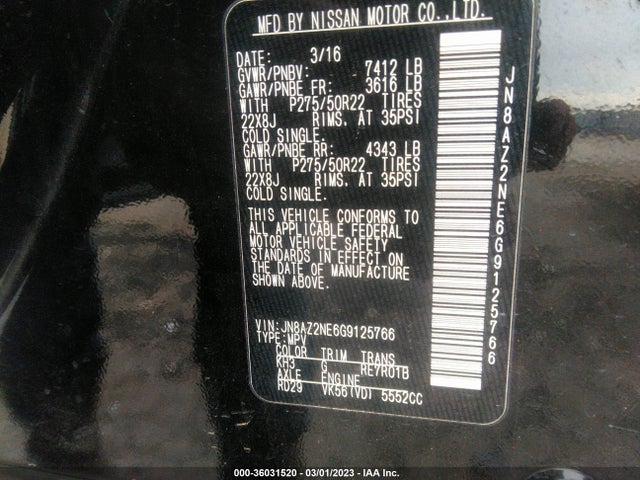 JN8AZ2NE6G9125766 Infiniti QX80