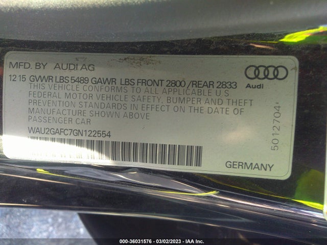 WAU2GAFC7GN122554 Audi A7 3.0 Prestige
