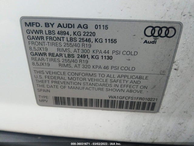 WA1GFCFS1FR010221 Audi Q3 2.0t Prestige
