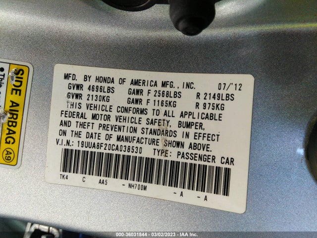 Acura Tl Auto 2012 19UUA8F20CA038530 Image 11