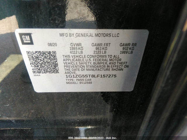 Chevrolet MALIBU RS 2020 1G1ZG5ST8LF157275 Image 9