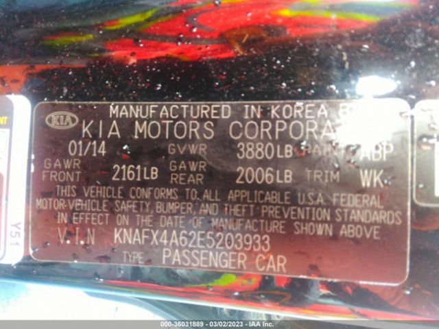 KNAFX4A62E5203933 KIA FORTE LX