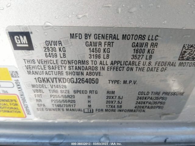 1GKKVTKD0GJ264050 GMC Acadia Denali