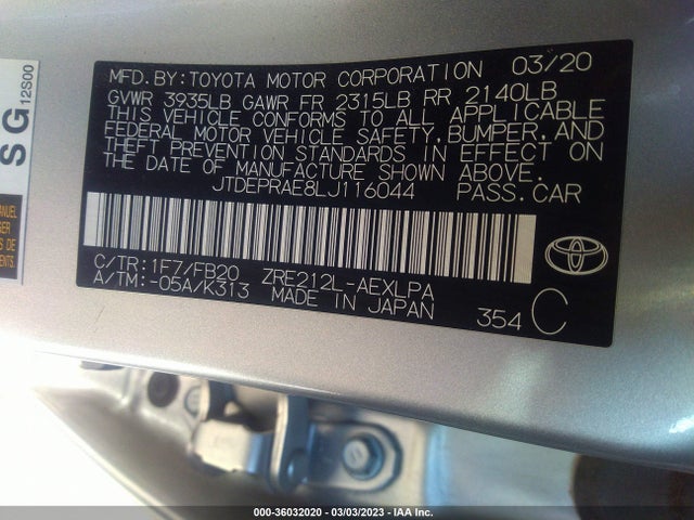 Toyota COROLLA LE 2020 JTDEPRAE8LJ116044 Image 11