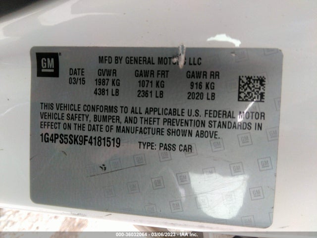 2015 Buick Verano, VIN: 1G4PS5SK9F4181519