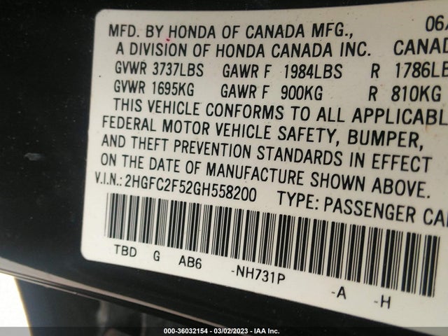 2016 HONDA CIVIC SEDAN LX VIN: 2HGFC2F52GH558200