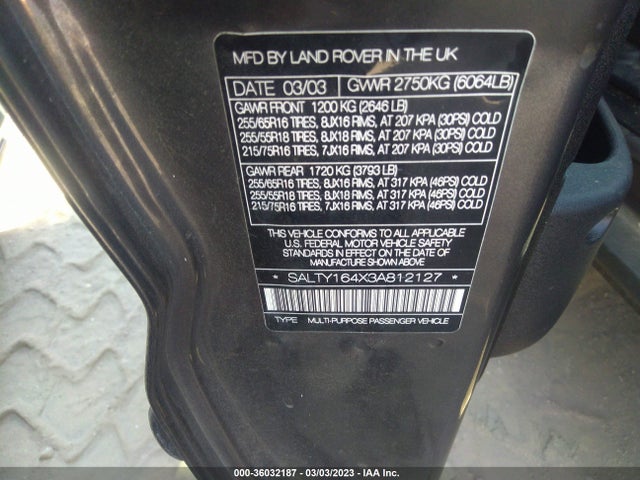 Land Rover Discovery 2003 SALTY164X3A812127 Image 10