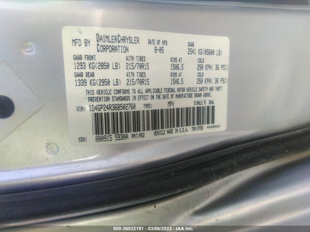 Dodge Grand Caravan Se 2006 1D4GP24R36B502760 Image 11