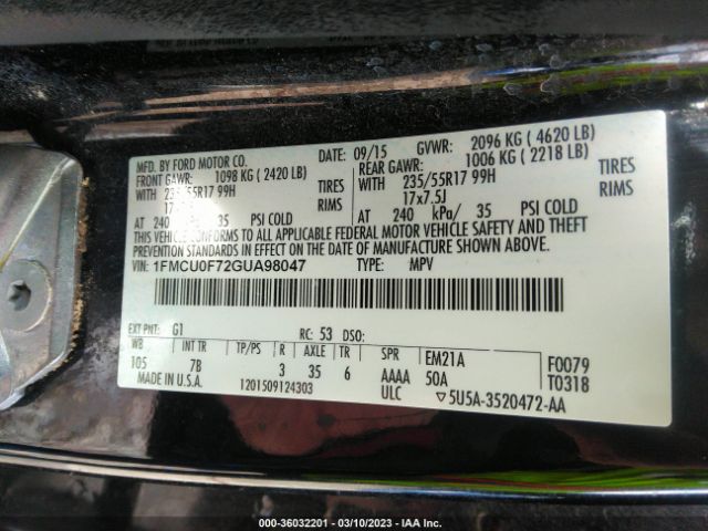 1FMCU0F72GUA98047 Ford ESCAPE S