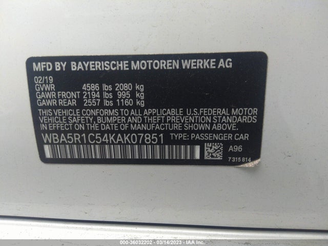 BMW 3 Series 330i 2019 аукцион фото