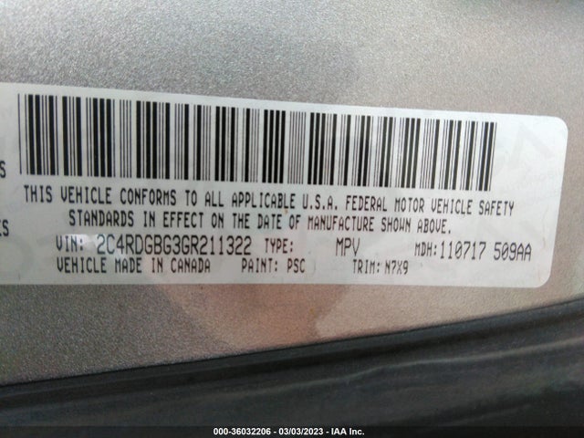 Dodge Grand Caravan Se Plus 2016 2C4RDGBG3GR211322 Image 9