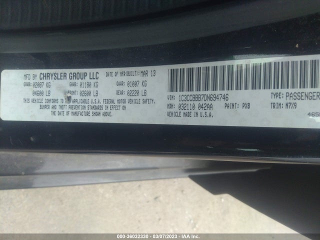 2013 CHRYSLER 200 TOURING VIN: 1C3CCBBB7DN694746