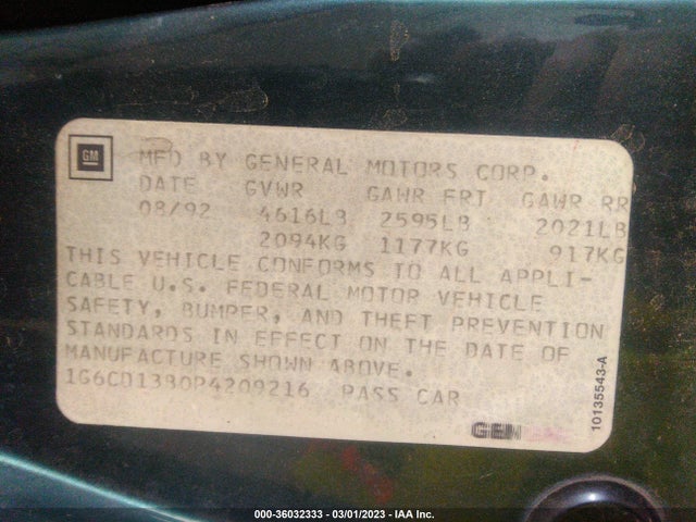 Cadillac Deville 1993 1G6CD13B0P4209216 Image 10