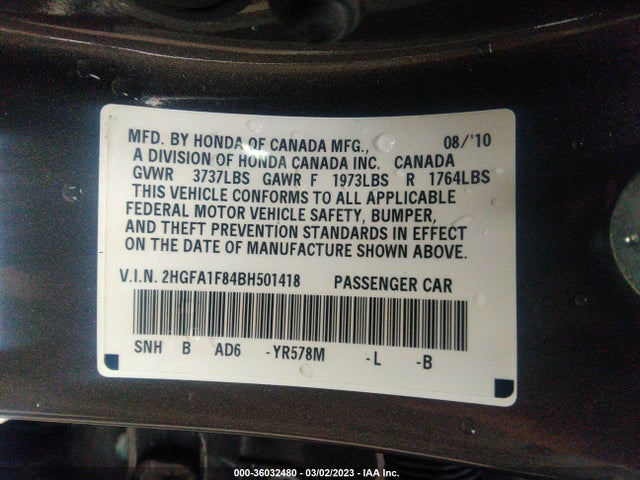 Продаж на аукціоні авто 2011 Honda Civic Sdn Ex, vin: 2HGFA1F84BH501418, номер лоту: 36032480