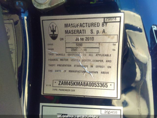 2010 MASERATI GRANTURISMO ZAM45KMA8A0053365 Photo 8