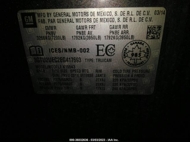 3GTU2UEC2EG417693 GMC Sierra 1500 Sle