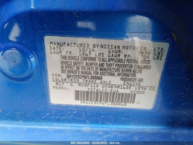 3N1CE2CP6FL388868 Nissan Versa Note S Plus