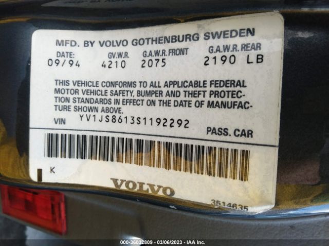 YV1JS8613S1192292 Volvo 940