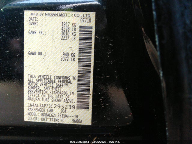 Nissan Altima 2.5 S 2018 1N4AL3AP7JC295239 Image 9
