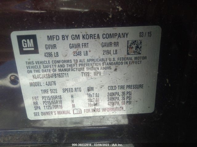 KL4CJASB4FB163711 Buick Encore
