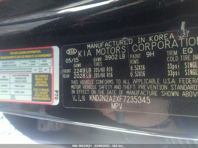 KIA Soul Base 2015 KNDJN2A2XF7235345 Image 10