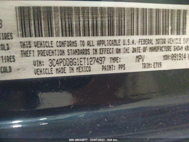2014 DODGE JOURNEY SXT VIN: 3C4PDDBG1ET127497