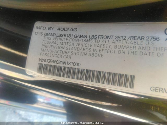 WAUGFAFC8GN131000 Audi A6 2.0t Premium Plus