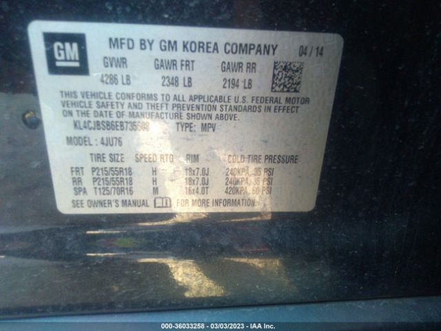 KL4CJBSB6EB735608 Buick Encore Convenience